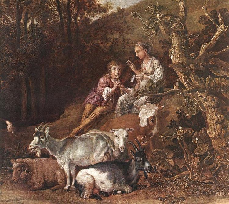 POTTER, Paulus Landscape with Shepherdess Shepherd Playing Flute (detail) ad oil painting picture